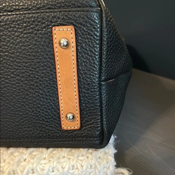 Dooney & Bourke Black and Tan Leather Hobo Bag - Picture 4 of 15